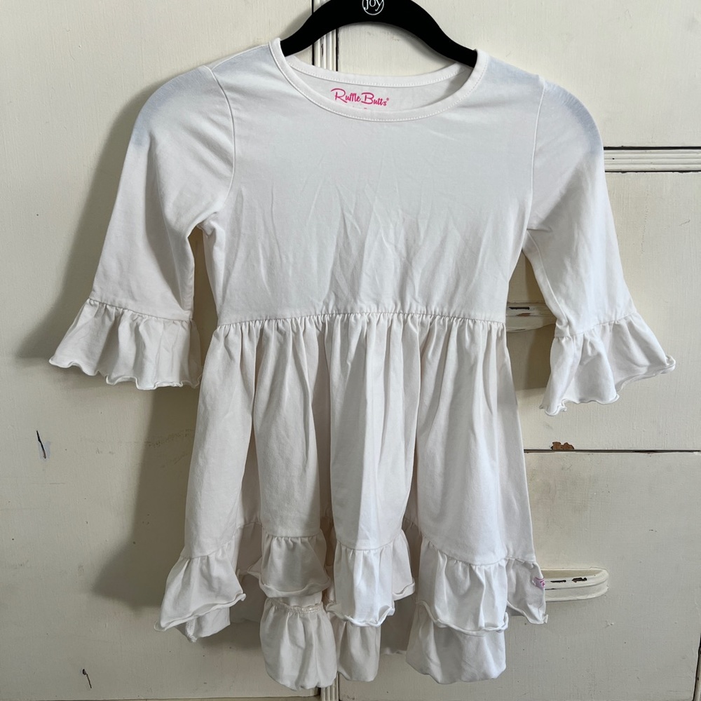 White Cream Ruffle Butts Girls Top